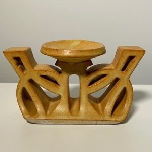 Vintage !970s MCM Minimalist Extruded Pottery Candle Holder Pike Canada Signed